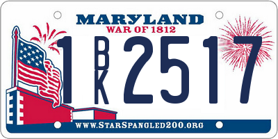 MD license plate 1BK2517