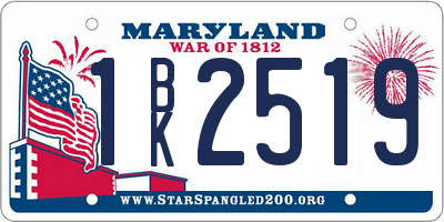MD license plate 1BK2519
