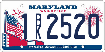 MD license plate 1BK2520