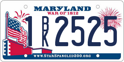 MD license plate 1BK2525