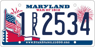 MD license plate 1BK2534