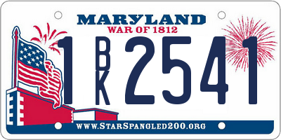 MD license plate 1BK2541