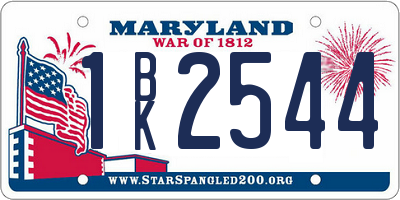 MD license plate 1BK2544