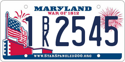 MD license plate 1BK2545