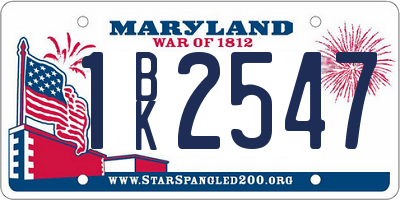 MD license plate 1BK2547