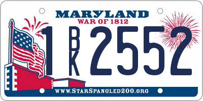 MD license plate 1BK2552
