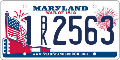 MD license plate 1BK2563