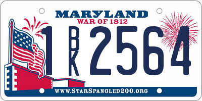 MD license plate 1BK2564