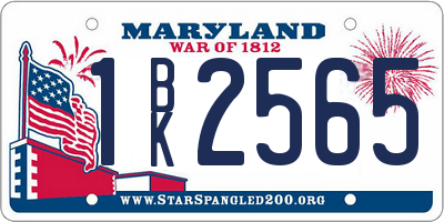 MD license plate 1BK2565