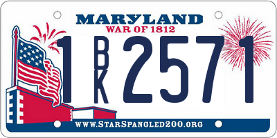 MD license plate 1BK2571