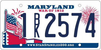 MD license plate 1BK2574