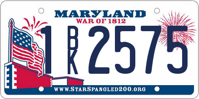 MD license plate 1BK2575