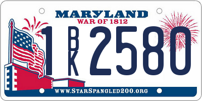 MD license plate 1BK2580