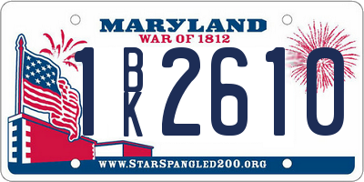 MD license plate 1BK2610