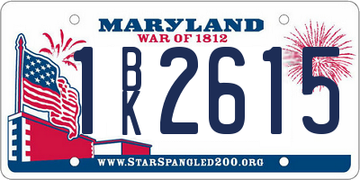 MD license plate 1BK2615