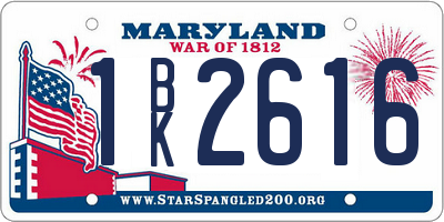 MD license plate 1BK2616