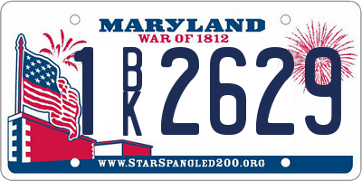 MD license plate 1BK2629
