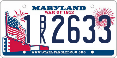 MD license plate 1BK2633