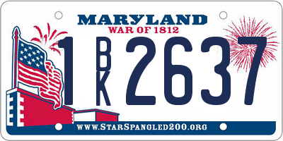 MD license plate 1BK2637