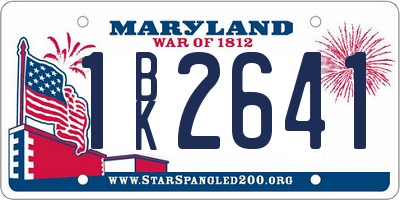 MD license plate 1BK2641