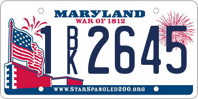 MD license plate 1BK2645