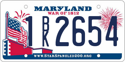 MD license plate 1BK2654
