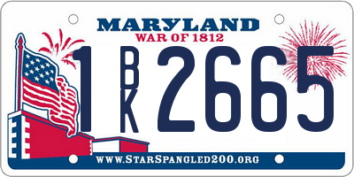 MD license plate 1BK2665