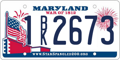 MD license plate 1BK2673