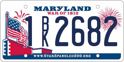 MD license plate 1BK2682
