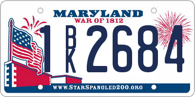 MD license plate 1BK2684