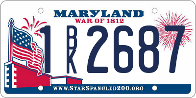 MD license plate 1BK2687