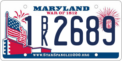 MD license plate 1BK2689