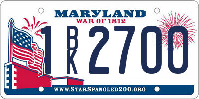 MD license plate 1BK2700