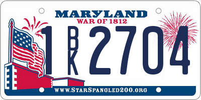 MD license plate 1BK2704