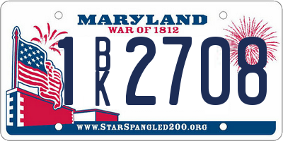 MD license plate 1BK2708
