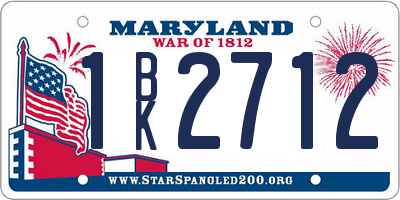 MD license plate 1BK2712