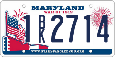 MD license plate 1BK2714