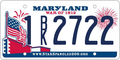 MD license plate 1BK2722