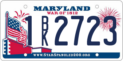 MD license plate 1BK2723