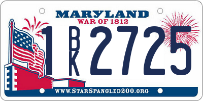 MD license plate 1BK2725