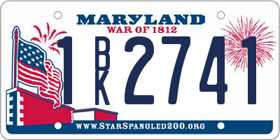 MD license plate 1BK2741