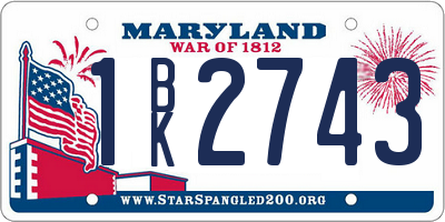 MD license plate 1BK2743