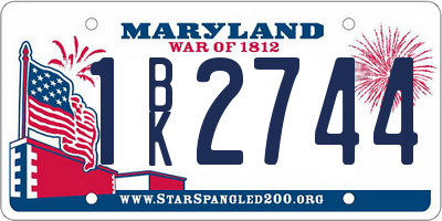 MD license plate 1BK2744