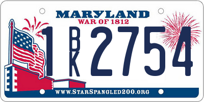 MD license plate 1BK2754