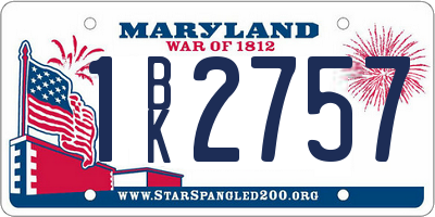 MD license plate 1BK2757