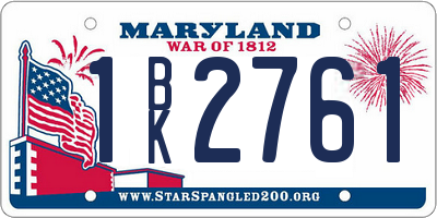 MD license plate 1BK2761