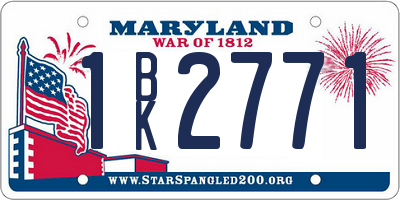 MD license plate 1BK2771