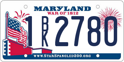 MD license plate 1BK2780