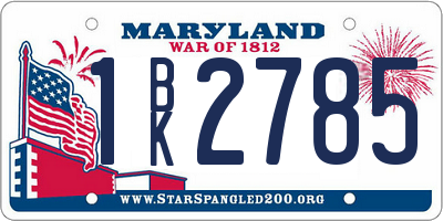 MD license plate 1BK2785