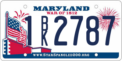 MD license plate 1BK2787